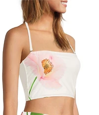 Antonio Melani Floral Detachable Halter Strap Bandeau Swim Top