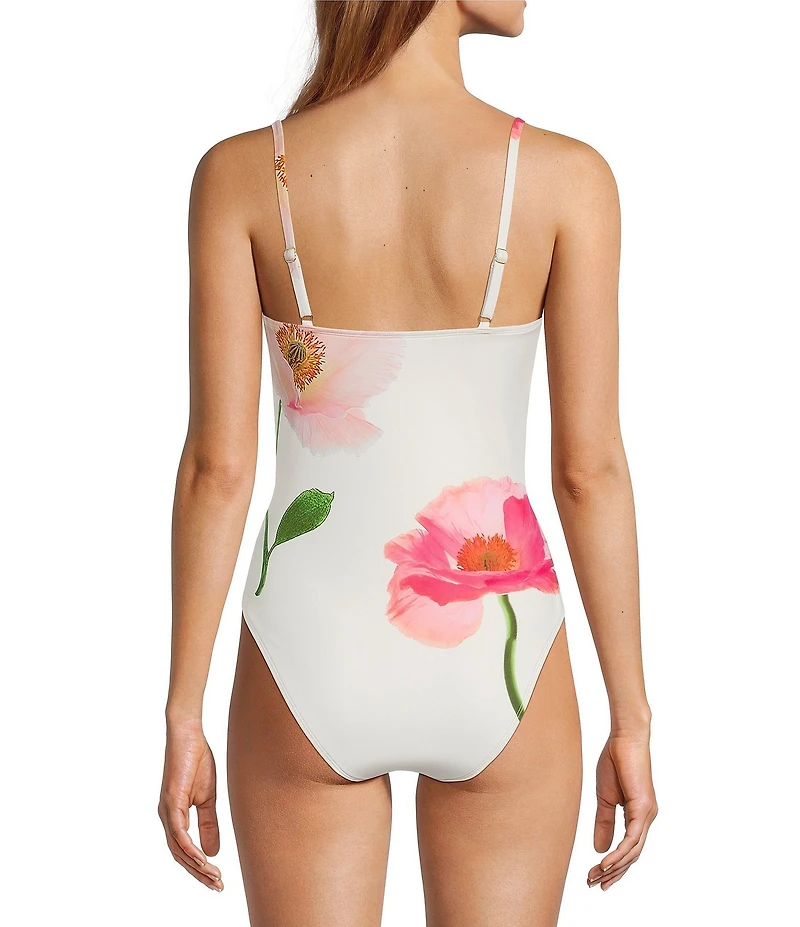 Antonio Melani Floral Print Bandeau One Piece Swimsuit