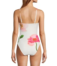 Antonio Melani Floral Print Bandeau One Piece Swimsuit