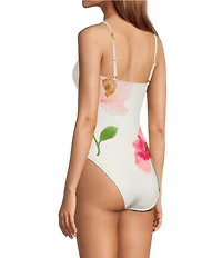 Antonio Melani Floral Print Bandeau One Piece Swimsuit