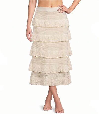 Antonio Melani Fringe Tiered Maxi Skirt