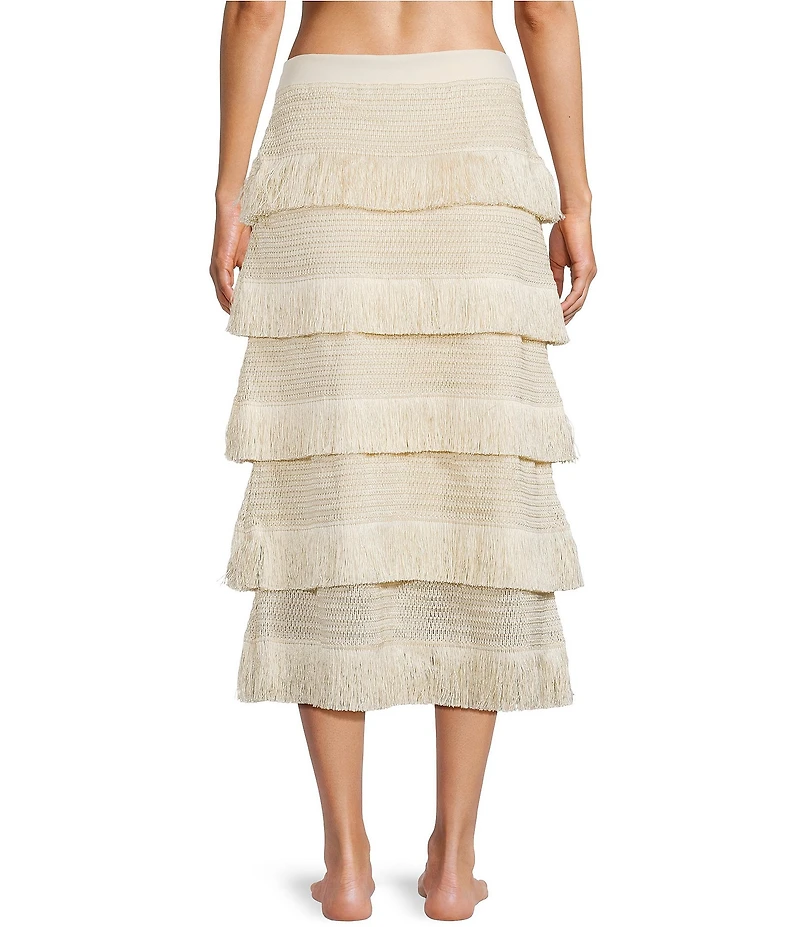 Antonio Melani Fringe Tiered Maxi Skirt