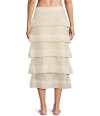 Antonio Melani Fringe Tiered Maxi Skirt