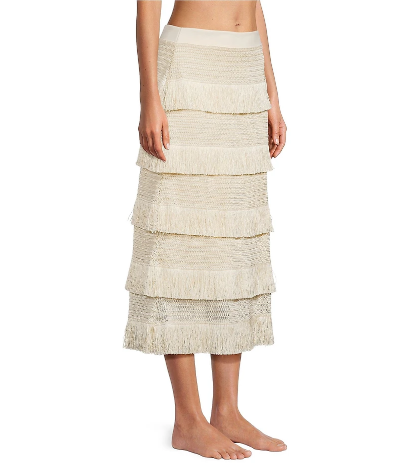 Antonio Melani Fringe Tiered Maxi Skirt