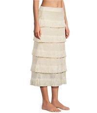 Antonio Melani Fringe Tiered Maxi Skirt