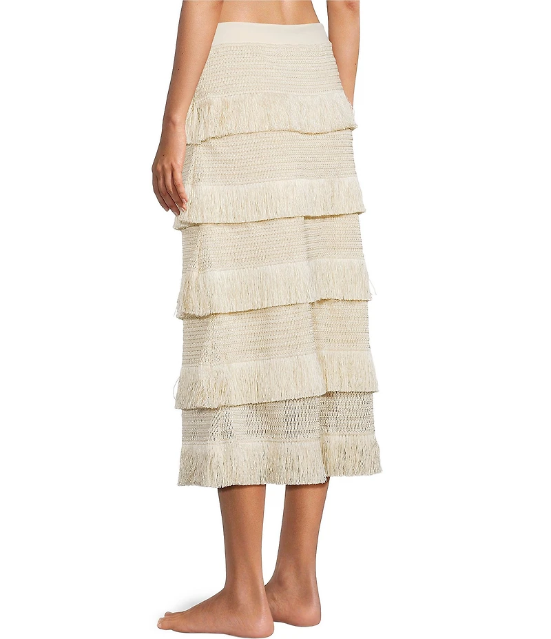 Antonio Melani Fringe Tiered Maxi Skirt