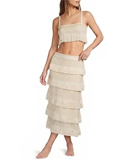 Antonio Melani Fringe Tiered Maxi Skirt