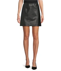 Antonio Melani Gabby Genuine Leather A Line Mini Skirt