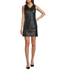 Antonio Melani Gabby Genuine Leather A Line Mini Skirt