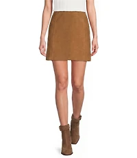 Antonio Melani Gabby Genuine Suede High Rise Flat Front Coordinating Pencil Mini Skirt