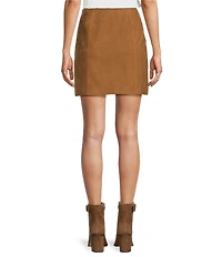 Antonio Melani Gabby Genuine Suede High Rise Flat Front Coordinating Pencil Mini Skirt