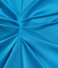 Antonio Melani Gabriella Satin Ruched Jewel Neck Short Sleeve Flounce Midi Dress