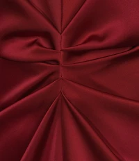 Antonio Melani Gabriella Satin Ruched Jewel Neck Short Sleeve Flounce Midi Dress