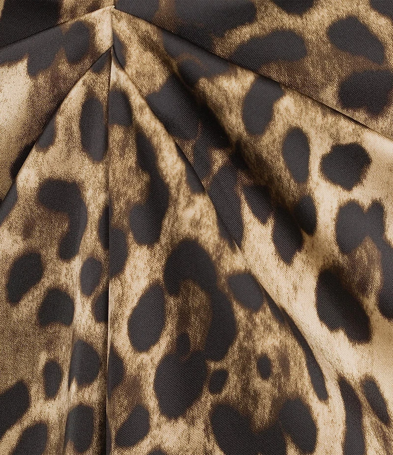 Antonio Melani Gabriella Satin Leopard Print Crew Neck Short Sleeve Maxi Dress