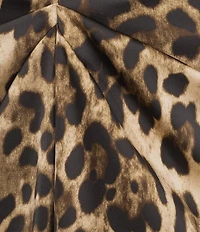 Antonio Melani Gabriella Satin Leopard Print Crew Neck Short Sleeve Maxi Dress