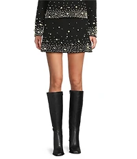 Antonio Melani Gia Coordinating A-Line Pearl Detailing Mini Skirt