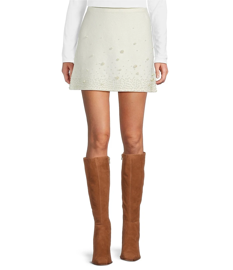 Antonio Melani Gia Coordinating A-Line Pearl Detailing Mini Skirt