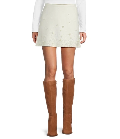 Antonio Melani Gia Coordinating A-Line Pearl Detailing Mini Skirt