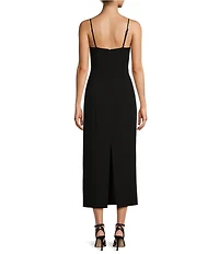 Antonio Melani Giada Crepe Sweetheart Neck Bow Applique Midi A-Line Dress