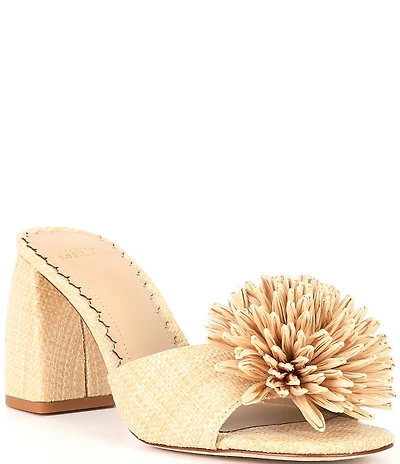 Antonio Melani Glora Raffia Flower Ornament Dress Slide Sandals