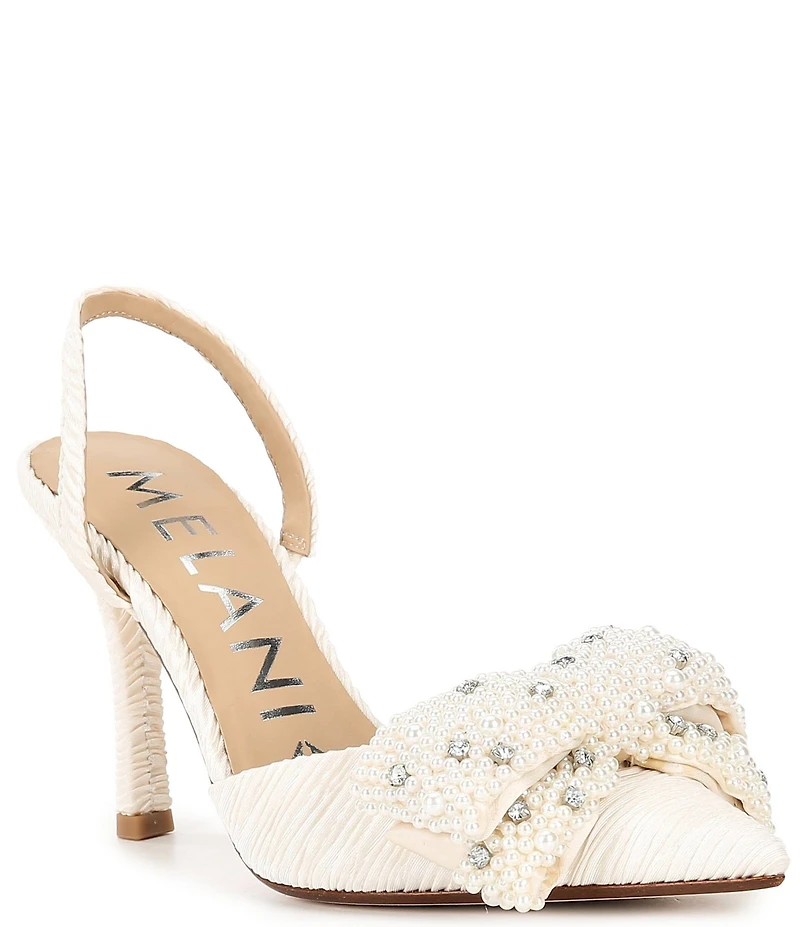 Antonio Melani Grace Pearl Rhinestone Embellished Bow Dress Pumps