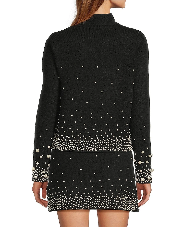 Antonio Melani Gracelyn Coordinating Pearl Detailing Long Sleeve Crew Neckline Sweater