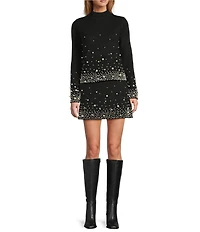 Antonio Melani Gracelyn Coordinating Pearl Detailing Long Sleeve Crew Neckline Sweater