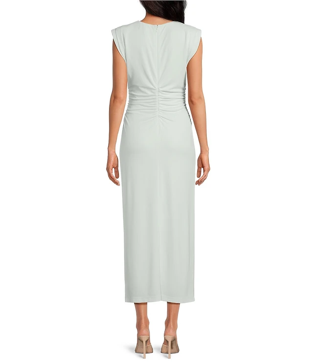 knee length dresses for ladies Norelle Strapless Mixed Laces Pleated Maxi Dress in Blush