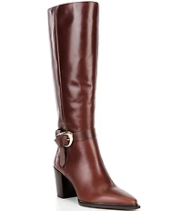 Antonio Melani Greer Leather Buckle Hardware Belted Dress Boots
