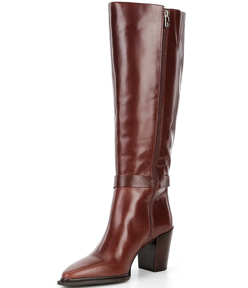 Antonio Melani Greer Leather Buckle Hardware Belted Dress Boots