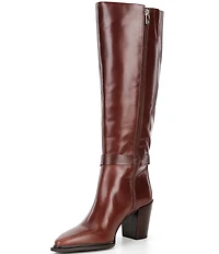 Antonio Melani Greer Leather Buckle Hardware Belted Dress Boots