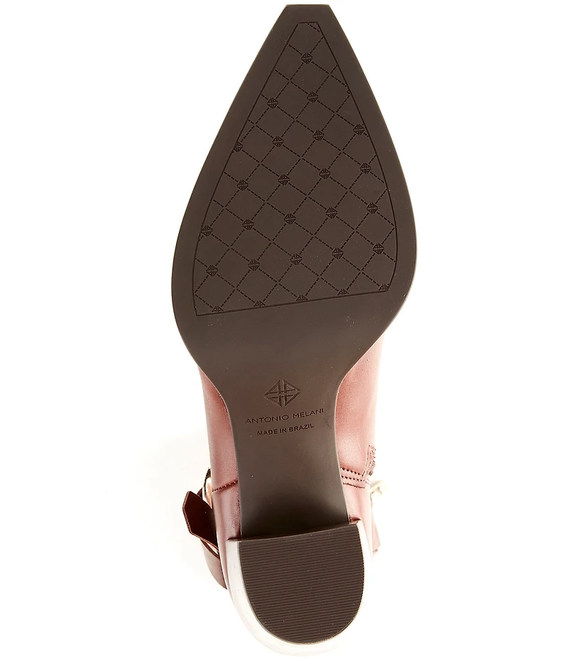 Antonio Melani Greer Leather Buckle Hardware Belted Dress Boots