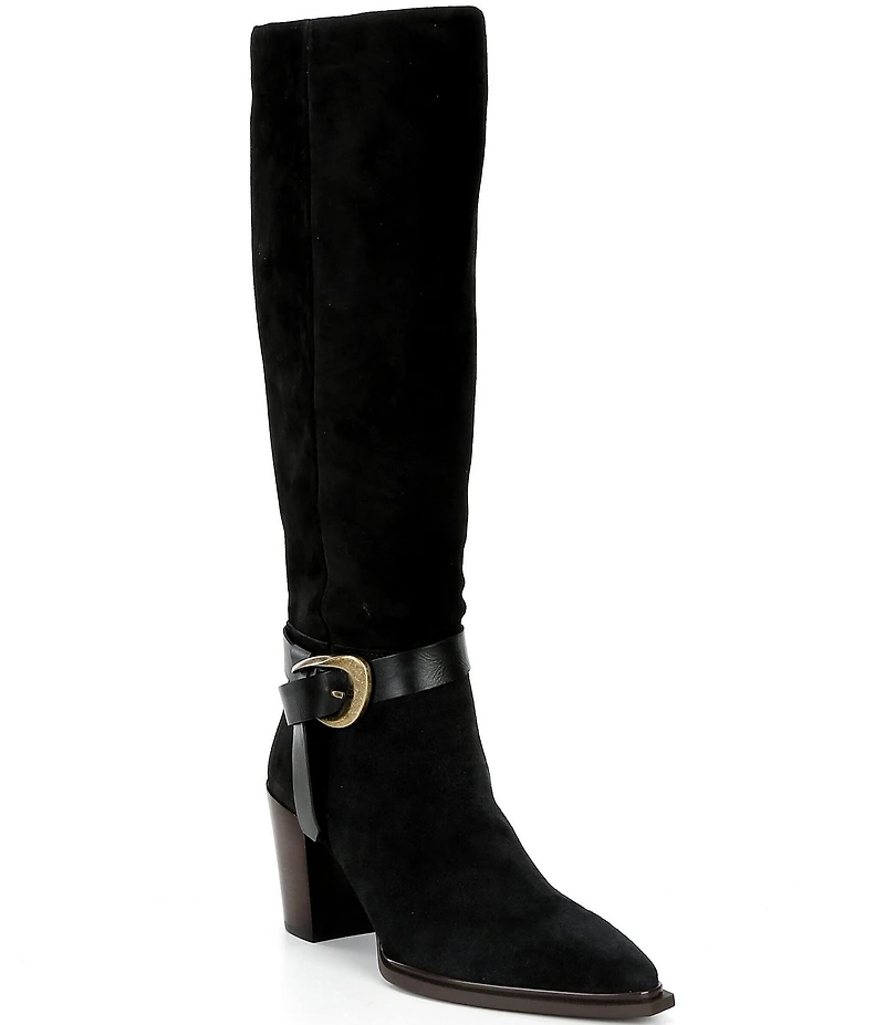 Antonio Melani Greer Suede Buckle Hardware Belted Dress Boots
