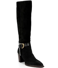Antonio Melani Greer Suede Buckle Hardware Belted Dress Boots