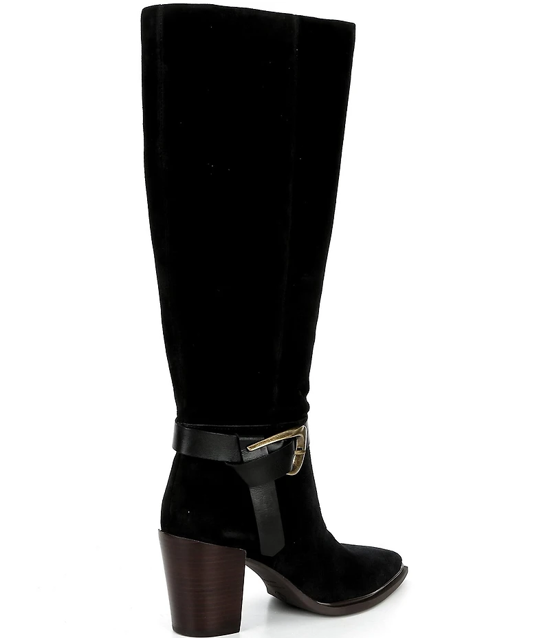 Antonio Melani Greer Suede Buckle Hardware Belted Dress Boots