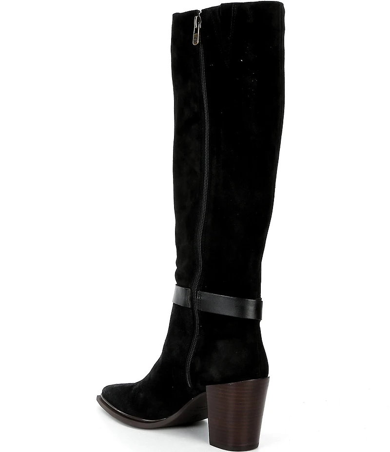 Antonio Melani Greer Suede Buckle Hardware Belted Dress Boots