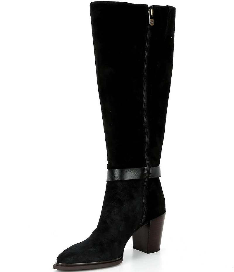 Antonio Melani Greer Suede Buckle Hardware Belted Dress Boots