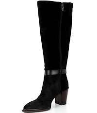 Antonio Melani Greer Suede Buckle Hardware Belted Dress Boots