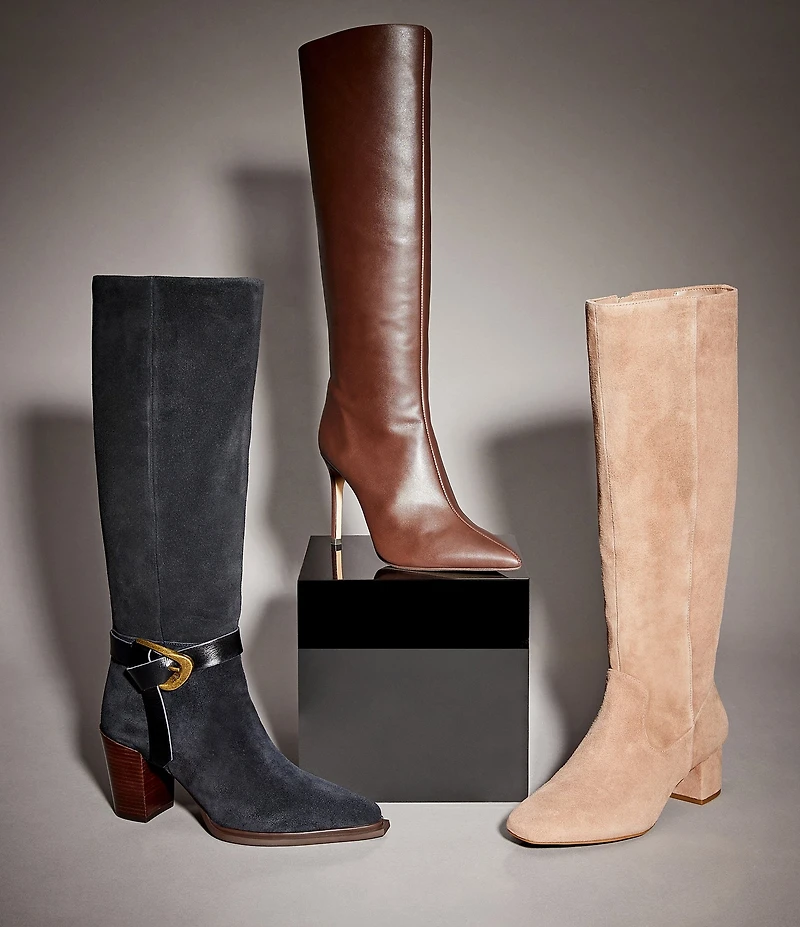 Antonio Melani Greer Suede Buckle Hardware Belted Dress Boots
