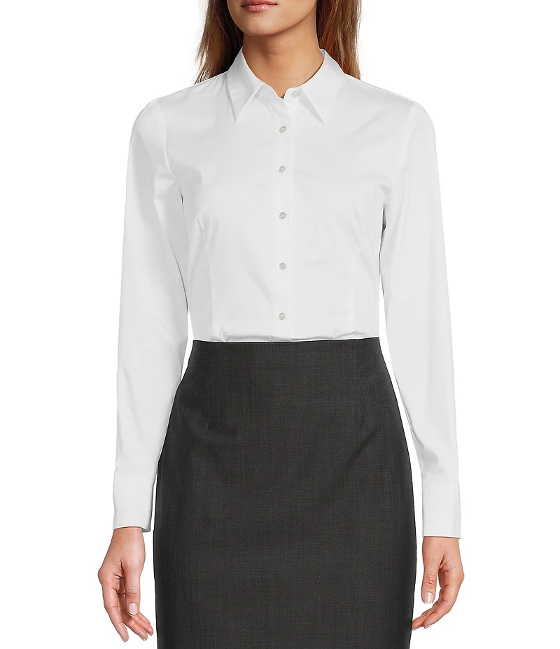 Antonio Melani Greta Long Sleeve Point Collar Poplin Bodysuit