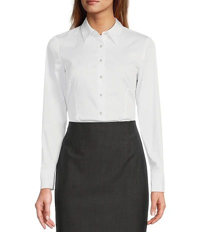 Antonio Melani Greta Long Sleeve Point Collar Poplin Bodysuit