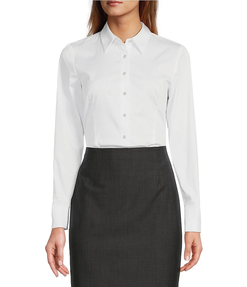 Antonio Melani Greta Long Sleeve Point Collar Poplin Bodysuit