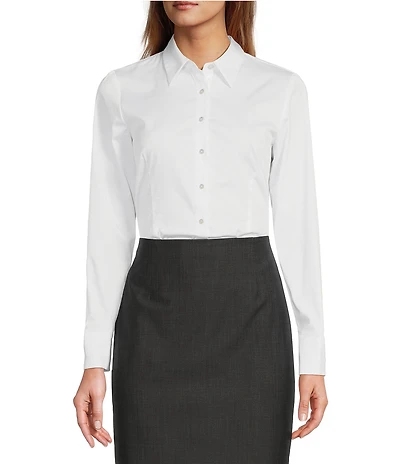 Antonio Melani Greta Long Sleeve Point Collar Poplin Bodysuit