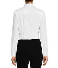 Antonio Melani Greta Long Sleeve Point Collar Poplin Button Front Bodysuit
