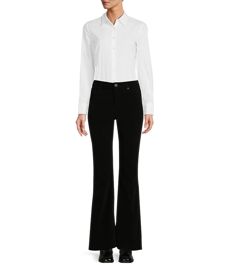 Antonio Melani Greta Long Sleeve Point Collar Poplin Button Front Bodysuit