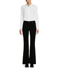 Antonio Melani Greta Long Sleeve Point Collar Poplin Button Front Bodysuit