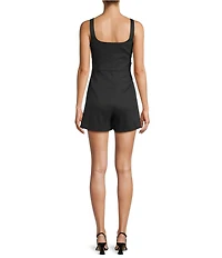 Antonio Melani Guinevere Linen Blend Square Neck Sleeveless Romper