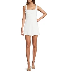 Antonio Melani Guinevere Linen Blend Square Neck Sleeveless Romper