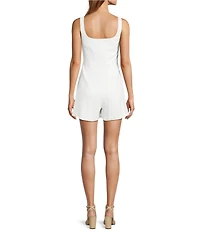 Antonio Melani Guinevere Linen Blend Square Neck Sleeveless Romper