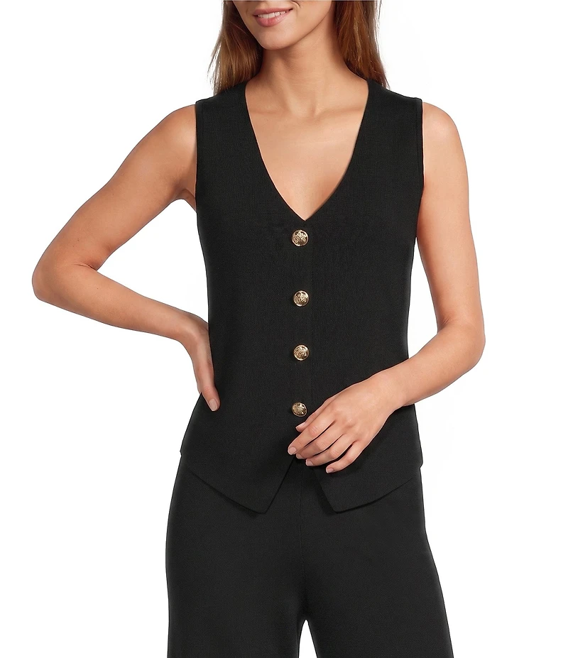 Antonio Melani Halle Gold Button Front Vest